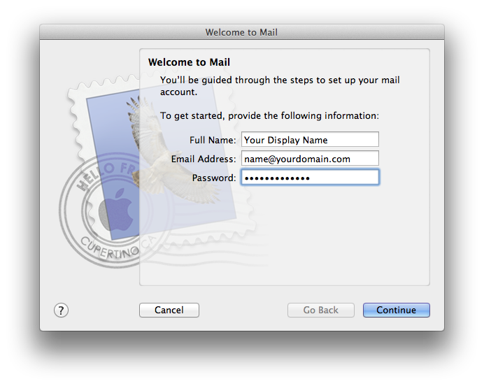 Setting up email in Apple Mail - Step 2