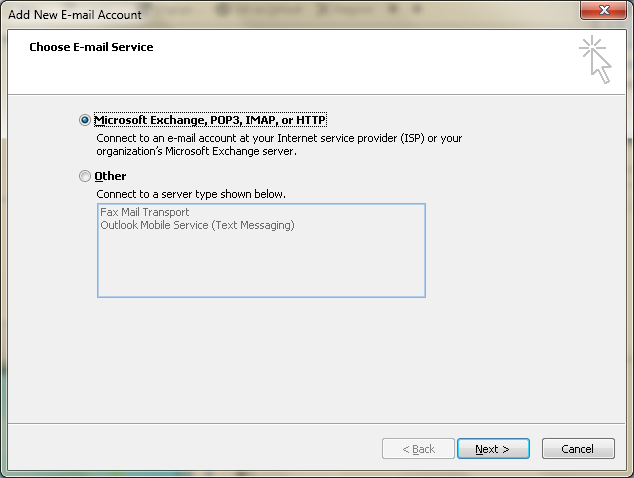 Setting up email in Microsoft Outlook - Step 3