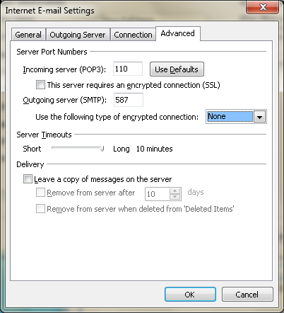 Setting up email in Microsoft Outlook - Step 10