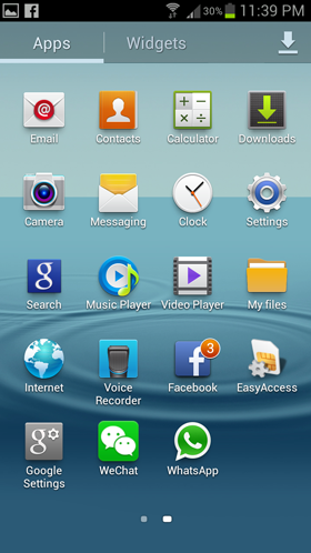 Setting up email in Samsung - Step 1