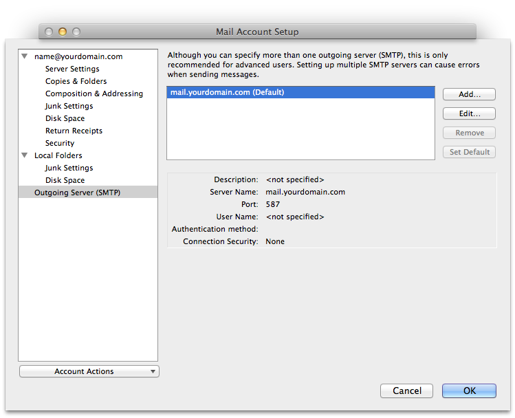 Setting up email in thunderbird - Step 7