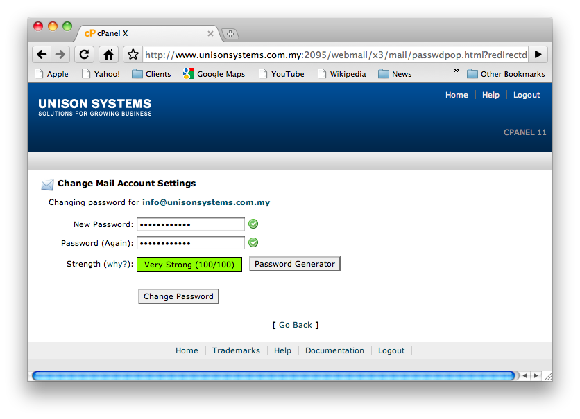 How to change webmail password